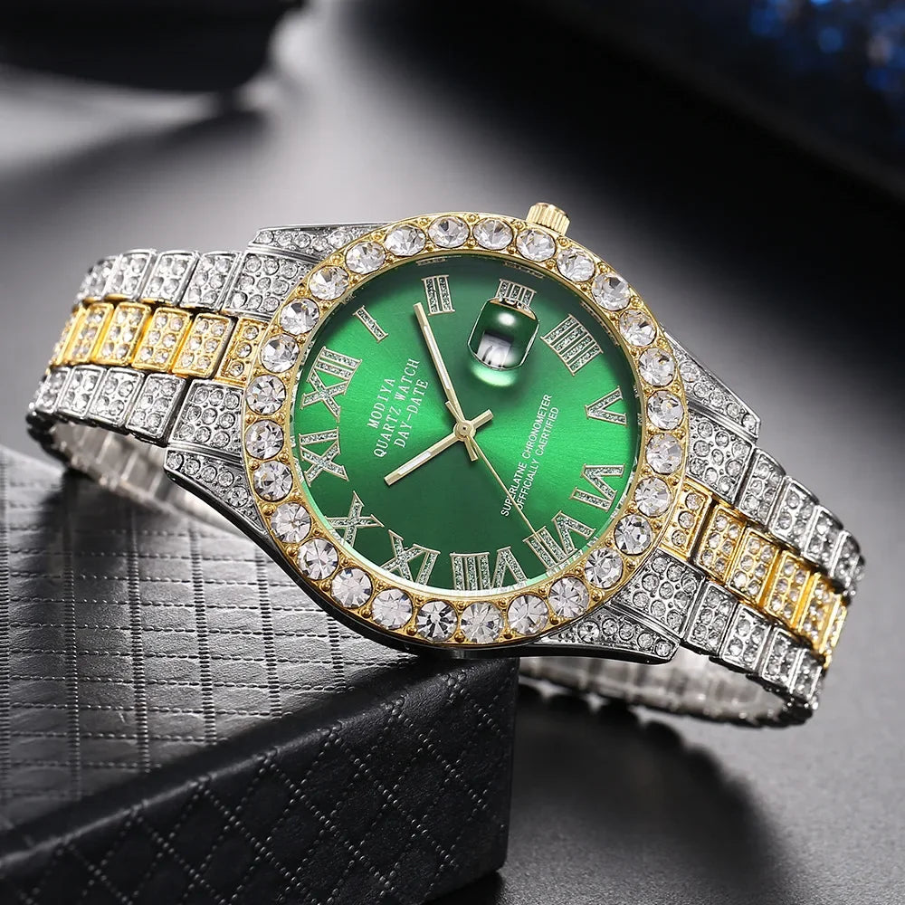 Hip Hop Diamond Bling Watch Men Gold Color Men’S Quartz Watches Luxury Male Clock Relogio Masculino Dropshipping Gifts