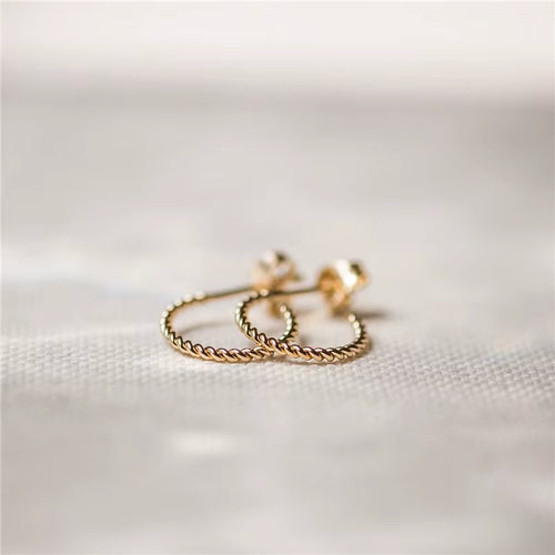 Real 14K Gold Filled Braided Hoop Earings Boho Twist Hoop Earrings Minimalist Jewelry Tarnish Resist Hypoallergenic Earrings